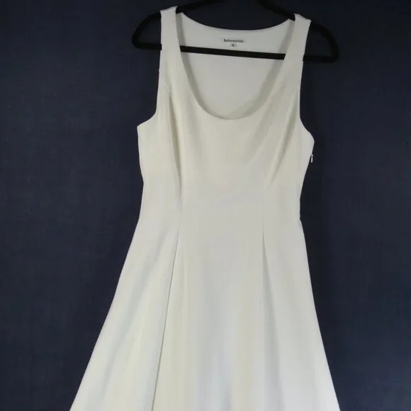 NEW Reformation Mikol Knit Stretch Midi-Dress in Ivory size L #1531 - Picture 3 of 9